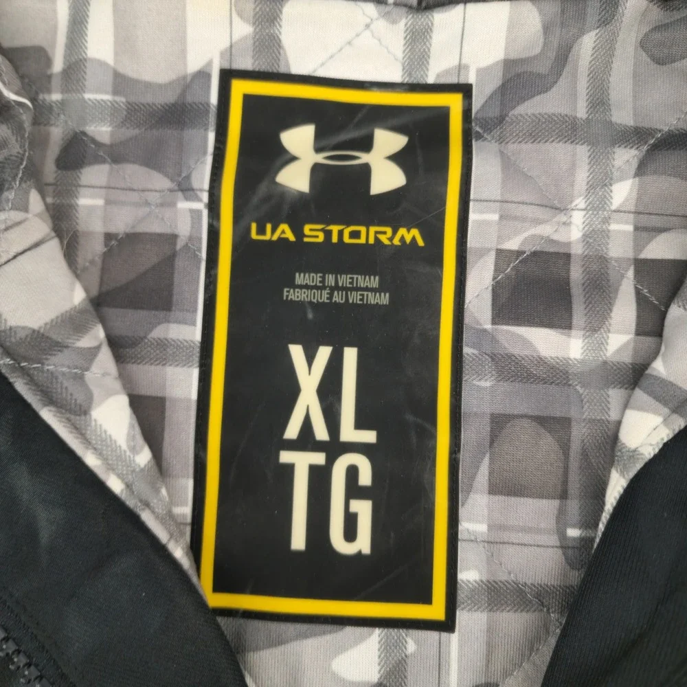 Under Armour XL Black‎ UA Storm Anorak Pullover Hooded Jacket Camo Lining *FLAW*
